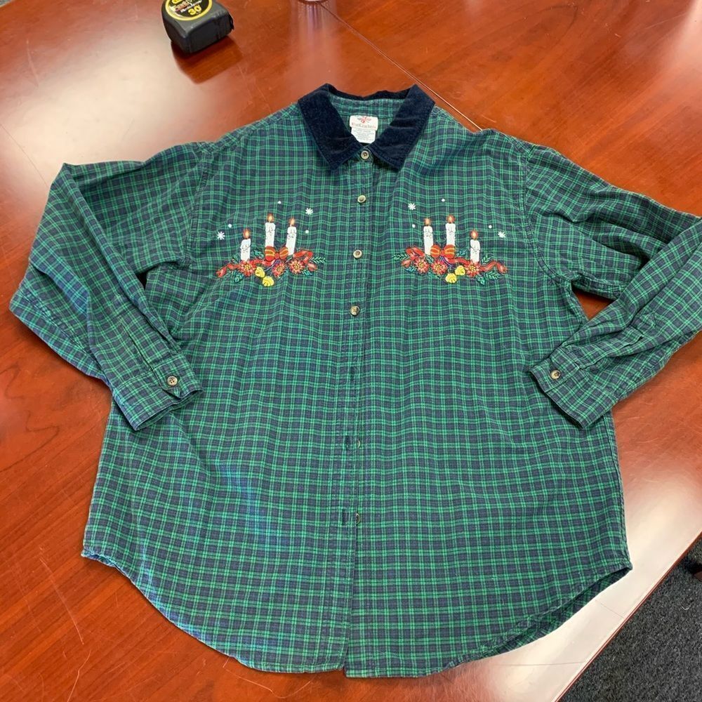 Vintage Nutcracker Plaid Christmas Button Down Shirt Sz L Vintage Nutcracker Plaid Christmas Button Down Shirt Sz L